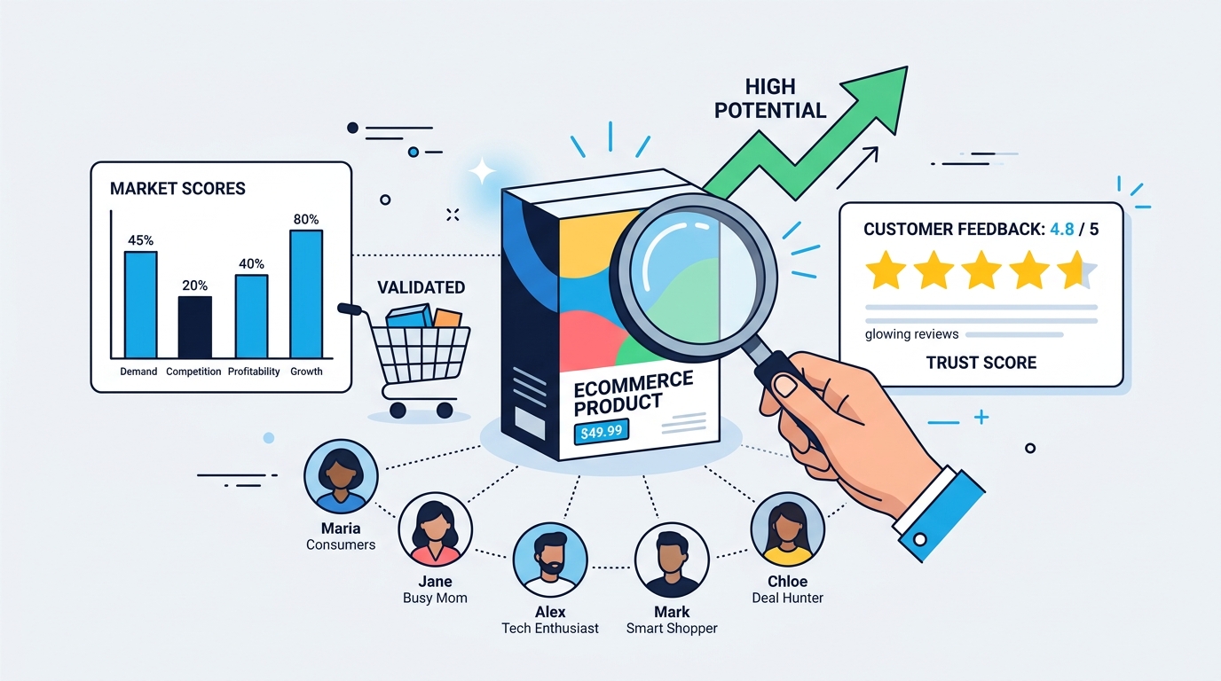 E-commerce product validation with consumer personas and purchase intent scores